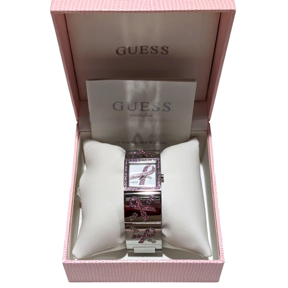 Guess breast cancer awareness pink ribbon silver bracelet watch - Picture 2 of 8